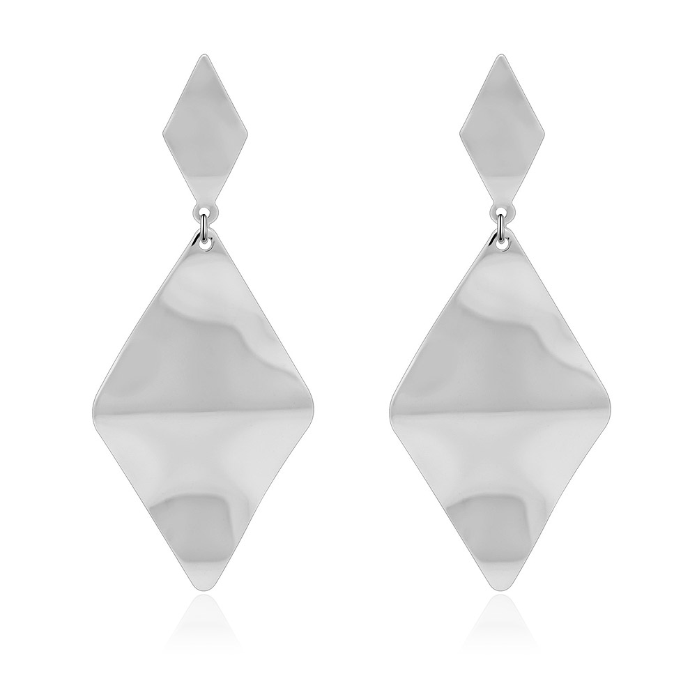 Geometric Polished Rhodium Plated Earrings